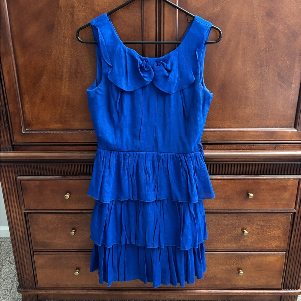 Vibrant Blue Sleeveless Tiered Dress